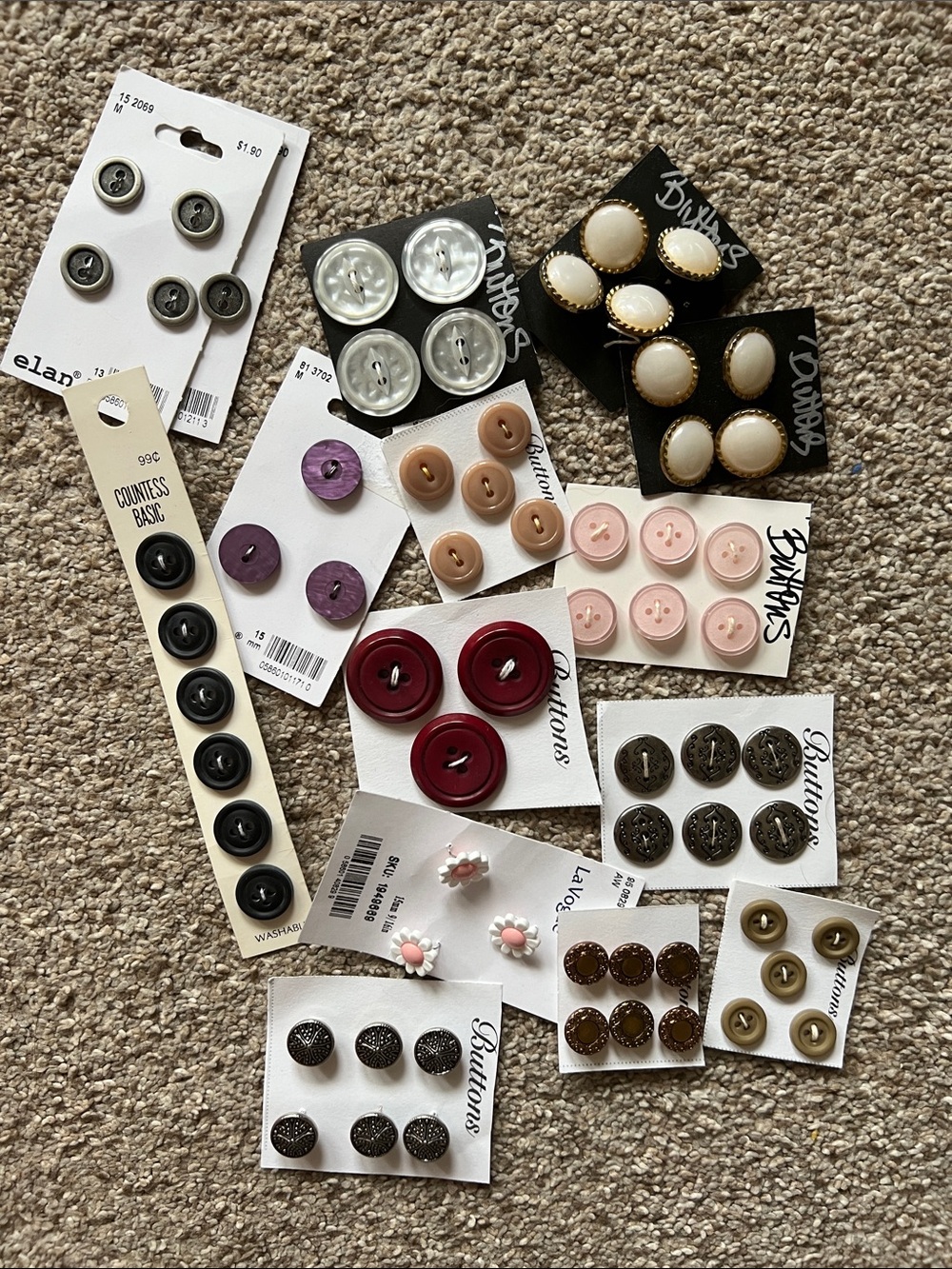 Assorted Button Lot - Mixed Colors